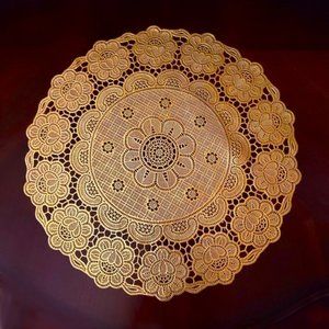 NEW Vintage Gold Metallic Vinyl Round Placemats Set of 4